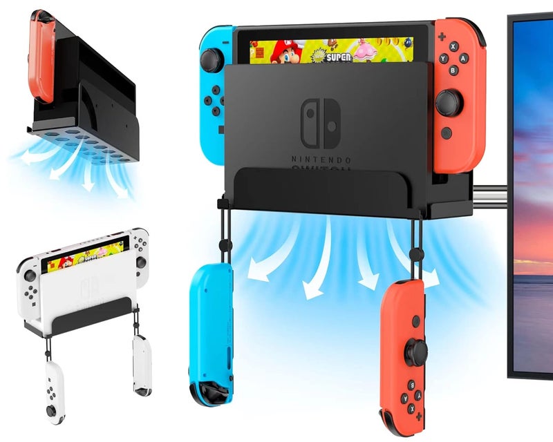 KUNSLUCK Wall Mount for Switch & Switch OLED, Metal Holder Safely Stores Near or Behind TV (Black) - Image 1